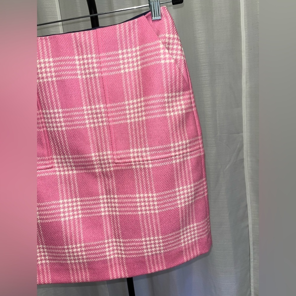 Boden Heritage British Tweed Pink Wool Plaid Mini Skirt NWT | size 4R - Picture 2 of 5
